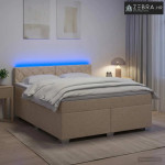 Krevet s box springom, madracem i LED-om Krem 140 x 190 cm - Krem 140