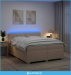 Krevet s box springom, madracem i LED-om Krem 200 x 200 cm - NOVO