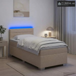 Krevet s box springom, madracem i LED-om Krem 90 x 200 cm - Krem 90 x