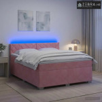 Krevet s box springom, madracem i LED-om Ružičasta 140 x 190 cm - Ruži