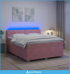 Krevet s box springom, madracem i LED-om Ružičasta 160 x 200 cm - NOVO