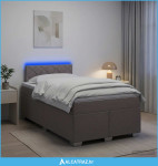 Krevet s box springom, madracem i LED-om Sivosmeđa 120 x 190 cm - NOVO
