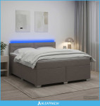 Krevet s box springom, madracem i LED-om Sivosmeđa 140 x 190 cm - NOVO
