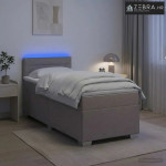 Krevet s box springom, madracem i LED-om Sivosmeđa 90 x 190 cm - Sivos