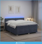 Krevet s box springom, madracem i LED-om Tamnosiva 200 x 200 cm - NOVO