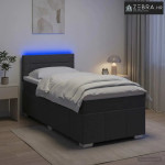 Krevet s box springom, madracem i LED-om Tamnosiva 90 x 190 cm - Tamno