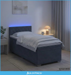 Krevet s box springom, madracem i LED-om Tamnosiva Jjedan - NOVO