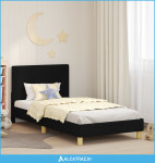 Krevet za djecu s uzglavljem Crna 80 x 200 cm tkanina - NOVO