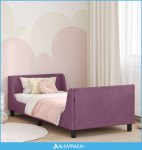Krevet za djecu s uzglavljem Ljubičasta 90 x 200 cm Baršun - NOVO