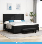 Krevet s kutijom s madracem i klupom Crna 200x200 cm Tkanina - NOVO