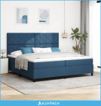 Krevet s kutijom opruga i madracem Plava 200x200 cm Tkanina - NOVO