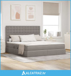 Krevet S LED lampica s pohranom Sivo-smeđa 160 x 200 cm tkanina - NOVO