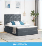 Krevet S LED lampica s pohranom Tamno siva 140 x 200 cm Baršun - NOVO