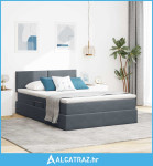 Krevet S LED lampica s pohranom Tamno siva 140 x 200 cm Baršun - NOVO