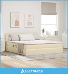 Krevet S LED lampica s uzglavljem Krema 160 x 200 cm tkanina - NOVO