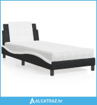 Krevet s madracem crno-bijeli 90 x 190 cm od umjetne kože - NOVO