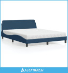 Krevet s madracem plavi 160x200 cm od tkanine - NOVO