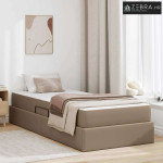 Krevet s madracem i skladištem 2 pcs Boja cappuccina Koža