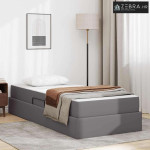 Krevet s madracem i skladištem s madracem 2 pcs Siva Koža