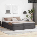 Krevet s madracem i skladištem Siva 200 x 200 cm Lažna koža