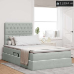 Krevet s madracem i skladištem Svijetlo siva 120 x 190 cm