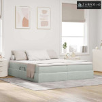 Krevet s madracem i skladištem Svijetlo siva 200 x 200 cm