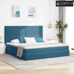 Krevet s madracem i skladištem Tamno plava 200 x 200 cm Baršun