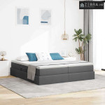 Krevet s madracem i skladištem Tamno siva 200 x 200 cm