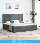 Krevet s madracem i skladištem Tamno siva 200 x 200 cm - NOVO