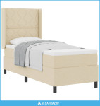 Krevet s opruga kutije s jastukom Krema 200 x 80 cm tkanina - NOVO