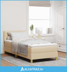 Krevet s opruga kutije s jastukom Krema 90 x 190 cm tkanina - NOVO