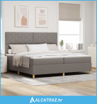 Krevet s opruga kutije Sivo-smeđa 200 x 200 cm tkanina - NOVO