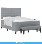 Krevet s opruga kutije Svijetlo siva 140 x 190 cm tkanina - NOVO