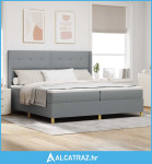 Krevet s opruga kutije Svijetlo siva 200 x 200 cm tkanina - NOVO