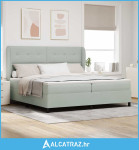 Krevet s opruga kutije Svjetlosiva 200 x 200 cm Baršun - NOVO