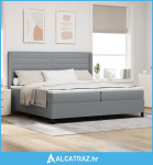 Krevet s opruga kutije Svjetlosiva 200 x 200 cm tkanina - NOVO