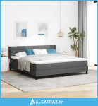 Krevet s opruga kutije Tamno siva 200 x 180 cm Poliester - NOVO