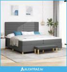 Krevet s opruga kutije Tamno siva 200 x 200 cm tkanina - NOVO