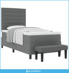 Krevet s opruga kutije Tamno siva 90 x 190 cm tkanina - NOVO