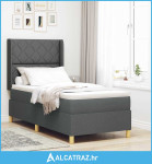 Krevet s opruga kutije Tamno siva 90 x 200 cm tkanina - NOVO