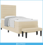 Krevet s opruga kutije s uzglavljem Krema 80 x 200 cm tkanina - NOVO