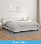 Krevet s oprugama i madracem bijeli 160x200 cm od umjetne kože - NOVO
