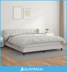 Krevet s oprugama i madracem bijeli 180x200 cm umjetna koža - NOVO