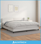 Krevet s oprugama i madracem bijeli 200x200 cm umjetna koža - NOVO