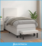 Krevet s oprugama i madracem bijeli 80 x 200 cm od umjetne kože - NOVO