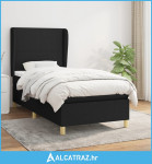 Krevet s oprugama i madracem crni 100 x 200 cm od tkanine - NOVO