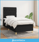 Krevet s oprugama i madracem crni 100 x 200 cm od tkanine - NOVO