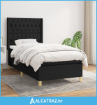 Krevet s oprugama i madracem crni 100 x 200 cm od tkanine - NOVO