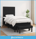 Krevet s oprugama i madracem crni 100 x 200 cm od tkanine - NOVO