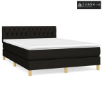 Boxspring - Krevet s oprugama i madracem crni 140x200 cm od tkanine -